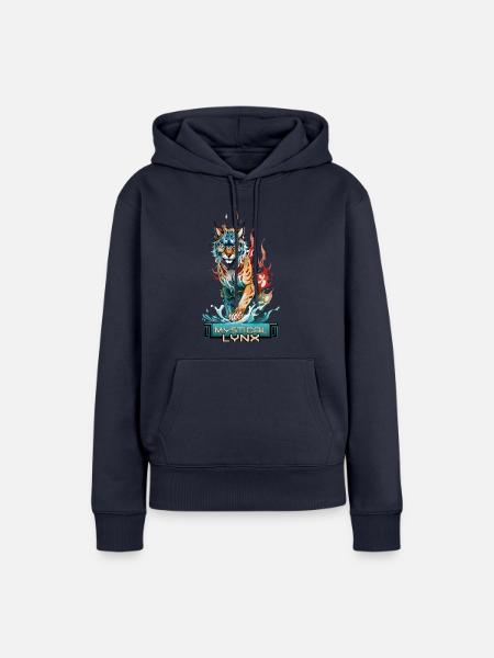 Mystischer Luchs: Wächter des Wassers und des Feuers - Frauen Premium Bio Hoodie - Navy