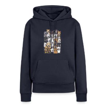 Amoureux des chiens - Sweat à capuche Premium bio Femme - bleu marine - Devant - Julia (174cm)