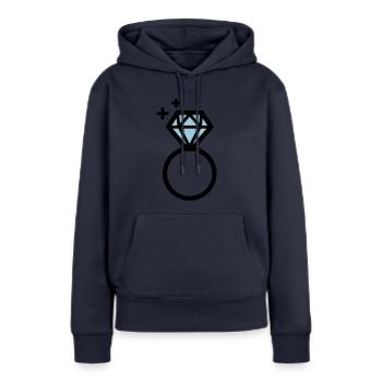 Bague de fiançailles avec diamant - Sweat à capuche Premium bio Femme - bleu marine - Devant - Julia (174cm)