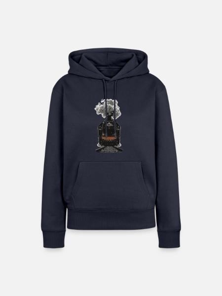 Eisenbahn Dampflock - Frauen Premium Bio Hoodie - Navy