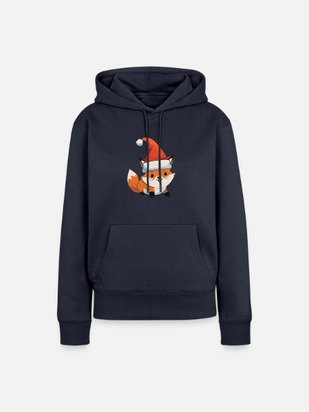 Fuchs Weihnachten Wasserfarben - Frauen Premium Bio Hoodie - Navy