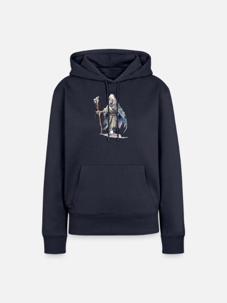 Totenbeschwörer mit Schädelstab – Dark Fantasy - Frauen Premium Bio Hoodie - Navy