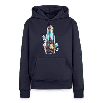 Magische Flasche / Korken / Unterwasser / Schiff - Frauen Premium Bio Hoodie - Navy - Vorne - Julia (174cm)