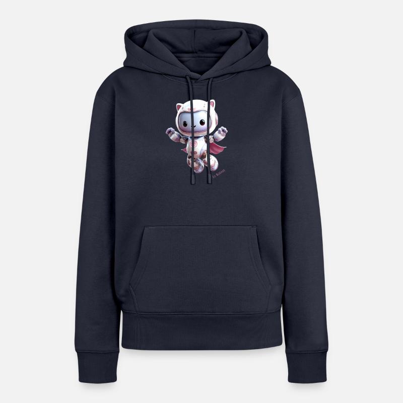 Cute Kitty 3D Volant – Couleurs Pastel - Sweat à capuche Premium bio Femme - bleu marine