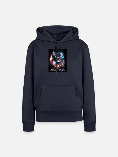 Main Coon Nebula - Fantasy Weltall Katze - Frauen Premium Bio Hoodie - Navy