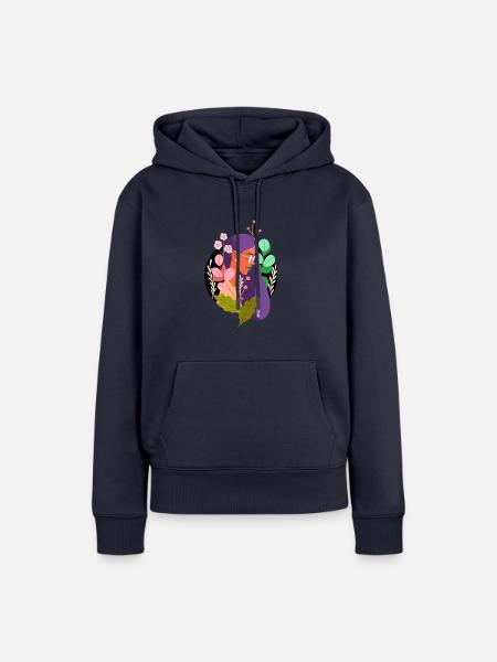 fleurs - Sweat à capuche Premium bio Femme - bleu marine