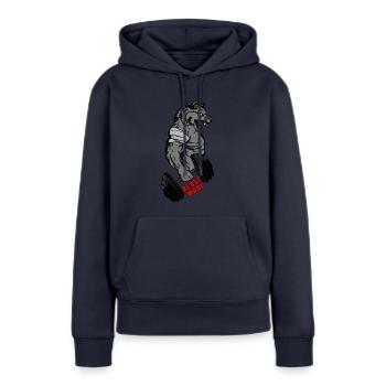 PAS DE DOULEUR PAS DE GAIN - Sweat à capuche Premium bio Femme - bleu marine - Devant - Julia (174cm)