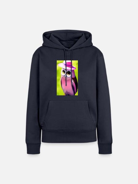 Eule mit Hut - Frauen Premium Bio Hoodie - Navy