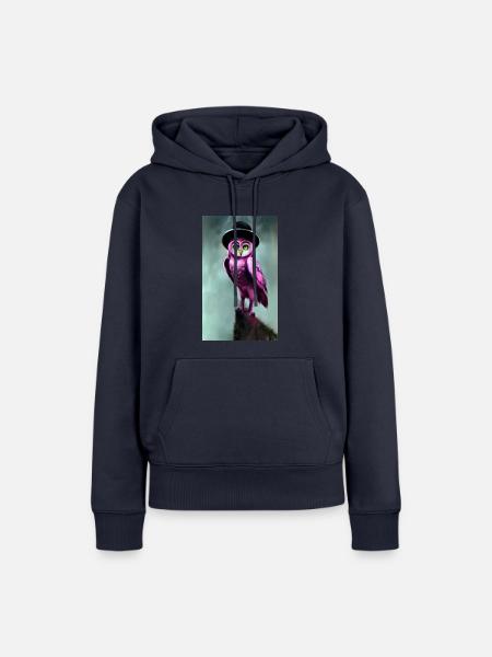 Eule mit Hut - Frauen Premium Bio Hoodie - Navy
