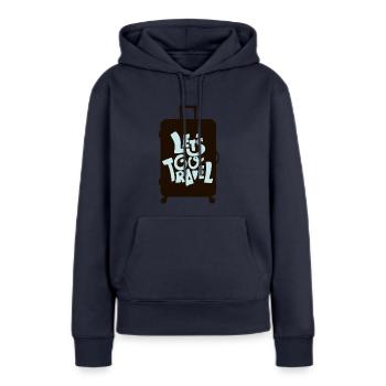 Voyage - Voyage - Voyage - Sweat à capuche Premium bio Femme - bleu marine - Devant - Julia (174cm)