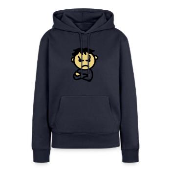 mauvaise humeur - Sweat à capuche Premium bio Femme - bleu marine - Devant - Julia (174cm)