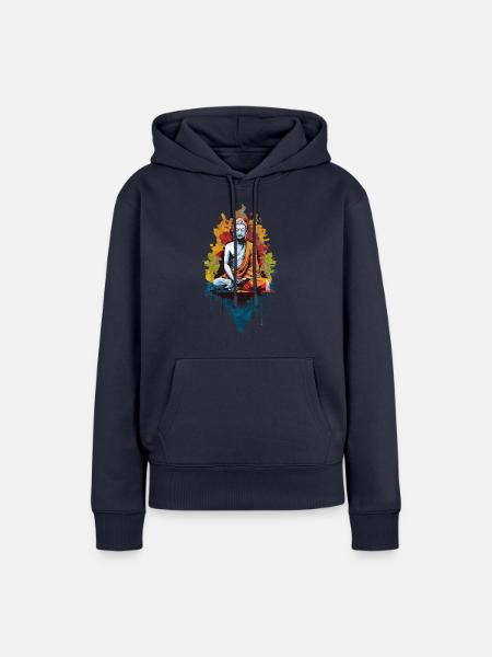 Bunter Buddha - Frauen Premium Bio Hoodie - Navy