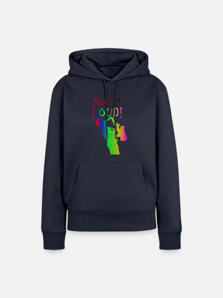 Saxophon Musik Laut - Frauen Premium Bio Hoodie - Navy