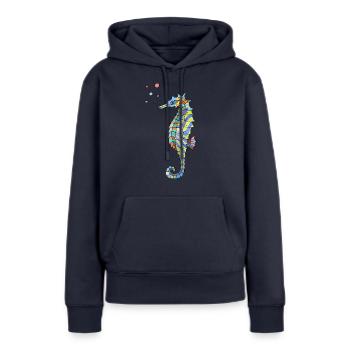 hippocampe - Sweat à capuche Premium bio Femme - bleu marine - Devant - Julia (174cm)