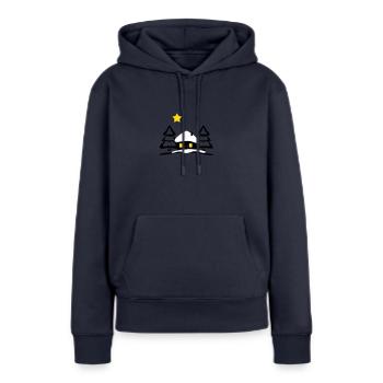 Maison de Noël au Pôle Nord - Sweat à capuche Premium bio Femme - bleu marine - Devant - Julia (174cm)