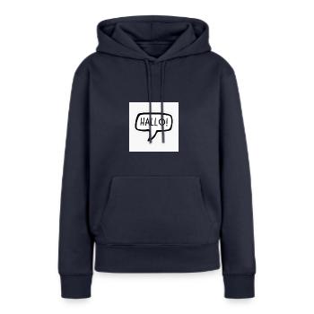 Hallo - Frauen Premium Bio Hoodie - Navy - Vorne - Julia (174cm)