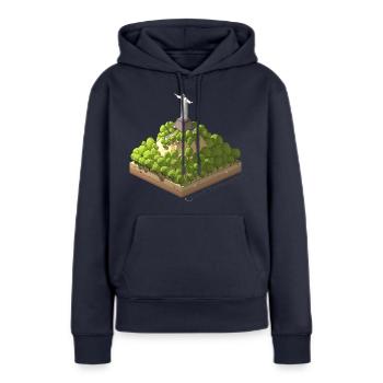 Géométrique low poly Christ Rédempteur - Sweat à capuche Premium bio Femme - bleu marine - Devant - Julia (174cm)