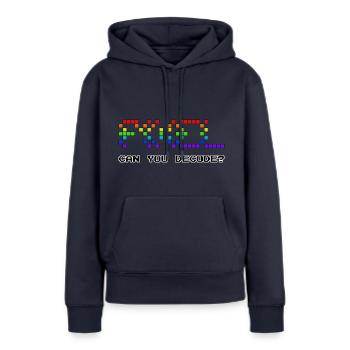 Kannst du dekodieren? - Frauen Premium Bio Hoodie - Navy - Vorne - Julia (174cm)