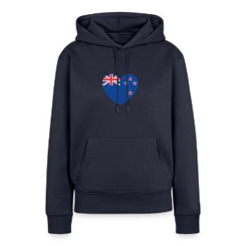 Nouvelle-Zélande - Sweat à capuche Premium bio Femme - bleu marine - Devant - Julia (174cm)