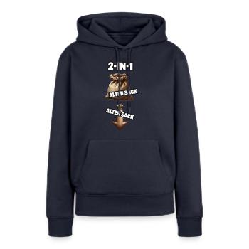 Vieux Sac Blague Ambiguë Gack - Sweat à capuche Premium bio Femme - bleu marine - Devant - Julia (174cm)