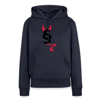 paragraph § - Sweat à capuche Premium bio Femme - bleu marine - Devant - Julia (174cm)