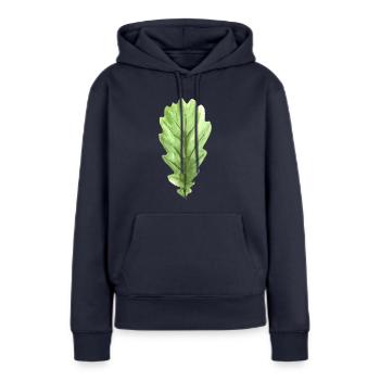 Feuille d'un chêne - Sweat à capuche Premium bio Femme - bleu marine - Devant - Julia (174cm)