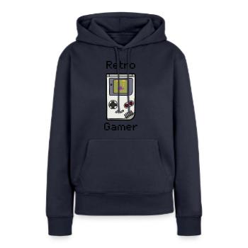 Retro Gamer (Color) - Frauen Premium Bio Hoodie - Navy - Vorne - Julia (174cm)