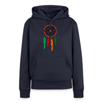 Traumfänger - Frauen Premium Bio Hoodie - Navy - Vorne - Julia (174cm)