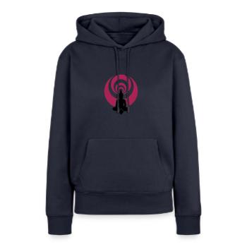buddha03_2f - Sweat à capuche Premium bio Femme - bleu marine - Devant - Julia (174cm)