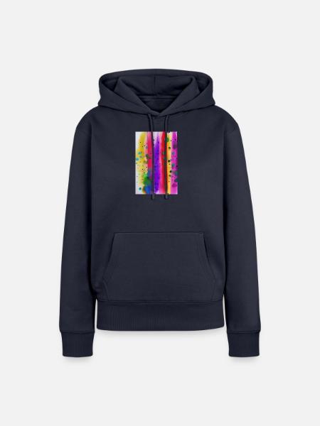 Farbspritzer und Linien - Frauen Premium Bio Hoodie - Navy