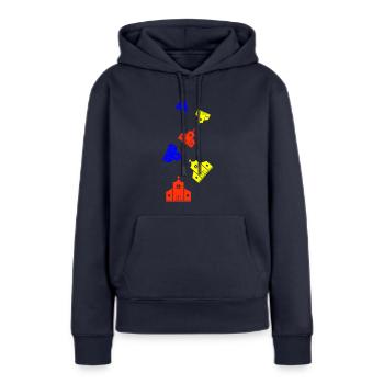 Église - Sweat à capuche Premium bio Femme - bleu marine - Devant - Julia (174cm)