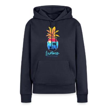 Sensation estivale - Sweat à capuche Premium bio Femme - bleu marine - Devant - Julia (174cm)