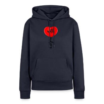 with love - Frauen Premium Bio Hoodie - Navy - Vorne - Julia (174cm)