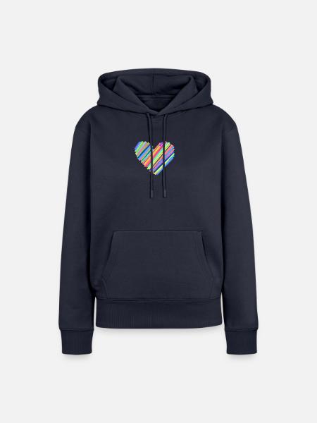 Bunter Herzschlag - Frauen Premium Bio Hoodie - Navy