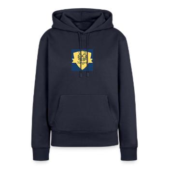 Sieger T shirt - Frauen Premium Bio Hoodie - Navy - Vorne - Julia (174cm)