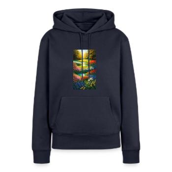 Blumen 5 - Frauen Premium Bio Hoodie - Navy - Vorne - Julia (174cm)