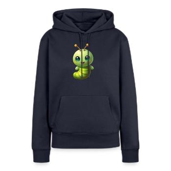 Luciole - Sweat à capuche Premium bio Femme - bleu marine - Devant - Julia (174cm)