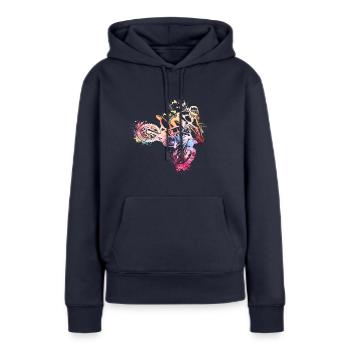 Motorsport - Frauen Premium Bio Hoodie - Navy - Vorne - Julia (174cm)