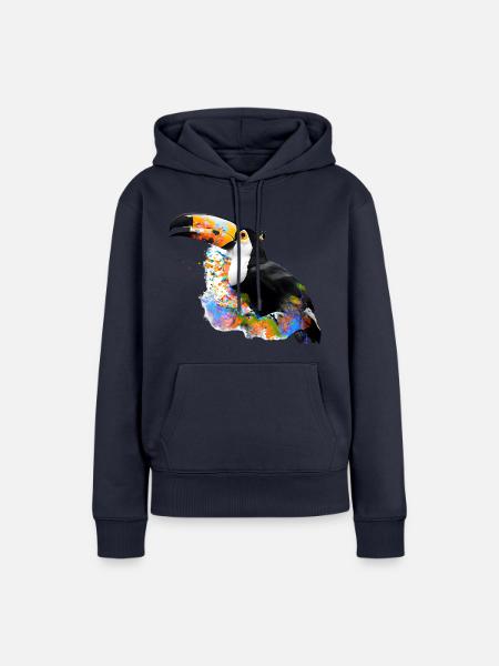 Farbige Toucan-Illustration - Frauen Premium Bio Hoodie - Navy