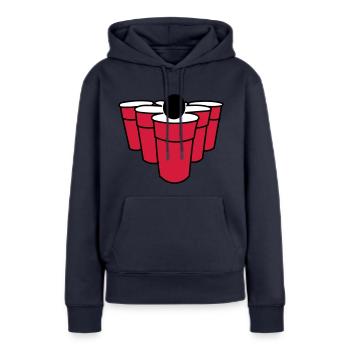 Beerpong - Frauen Premium Bio Hoodie - Navy - Vorne - Julia (174cm)
