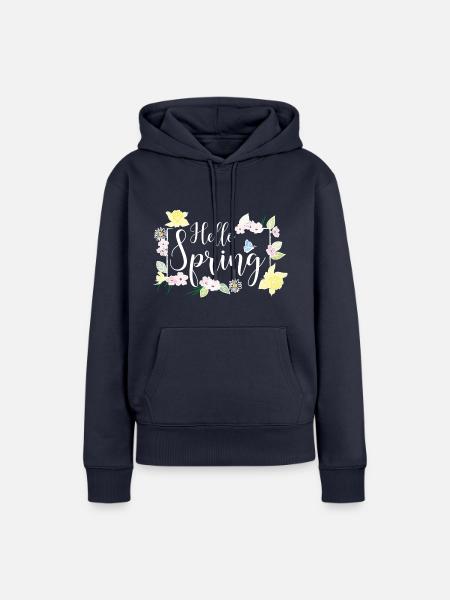 Hello Spring weiss - Frauen Premium Bio Hoodie - Navy