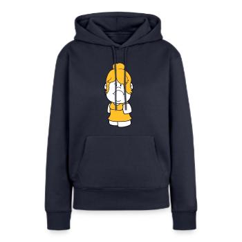 weiblich huebsch grosser kopf kleine frau maedchen - Frauen Premium Bio Hoodie - Navy - Vorne - Julia (174cm)