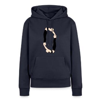 ABC - Sweat à capuche Premium bio Femme - bleu marine - Devant - Julia (174cm)