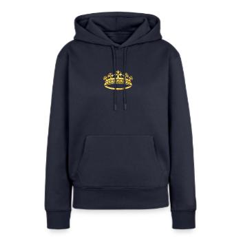 Goldene Krone 05 - Frauen Premium Bio Hoodie - Navy - Vorne - Julia (174cm)