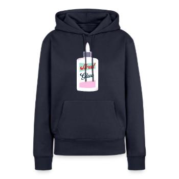 Streetglue / Superglue pour la rue - Sweat à capuche Premium bio Femme - bleu marine - Devant - Julia (174cm)