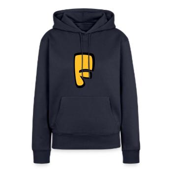 Alphabet F - Sweat à capuche Premium bio Femme - bleu marine - Devant - Julia (174cm)