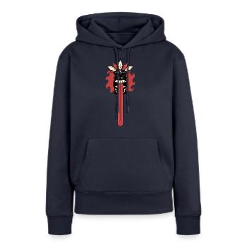 Tiki langue - Sweat à capuche Premium bio Femme - bleu marine - Devant - Julia (174cm)