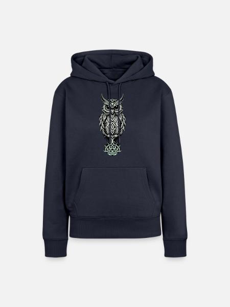 Keltische Eule - Frauen Premium Bio Hoodie - Navy