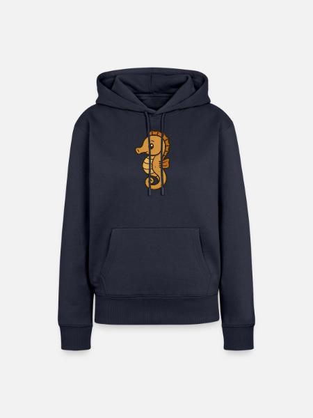 Niedliches Cartoon-Seepferdchen – Ocean Buddy - Frauen Premium Bio Hoodie - Navy