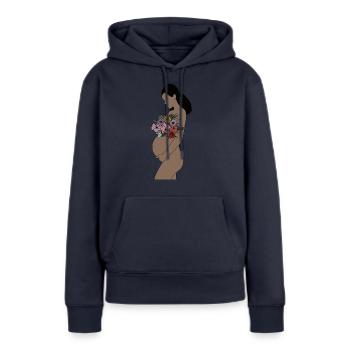 Femme enceinte - Sweat à capuche Premium bio Femme - bleu marine - Devant - Julia (174cm)
